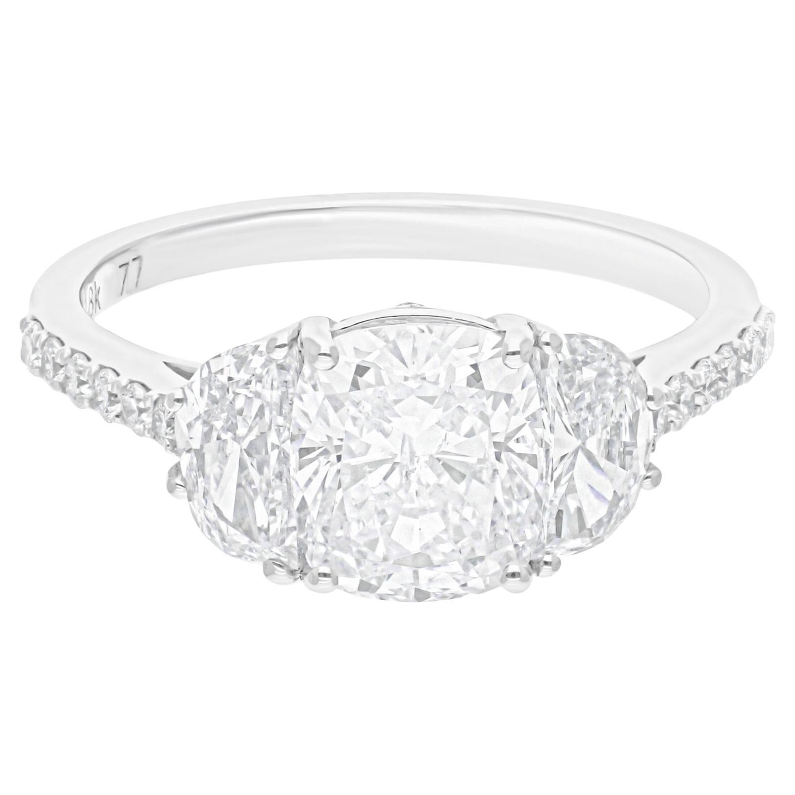 3.00 Carat SI/H Brilliant Cut Diamond Cluster Ring 18k White Gold Fine Jewelry en vente