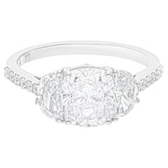 3.00 Carat SI/H Brilliant Cut Diamond Cluster Ring 18k White Gold Fine Jewelry