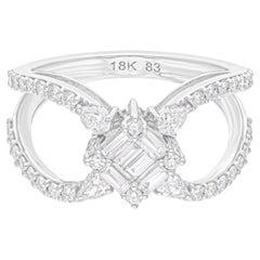 Bague en or blanc 18 carats avec diamant naturel de 0,93 carat de pureté SI et de couleur hi-colore