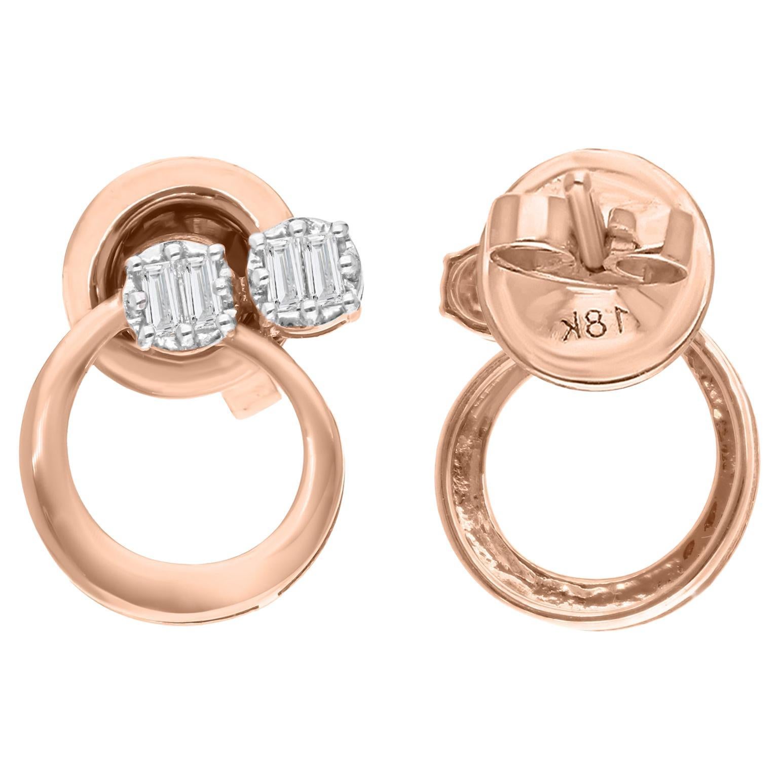 Natürlicher 0,11 Karat SI/H Diamant-Ohrringe aus 18 Karat Roségold mit rundem Brillantschliff im Angebot