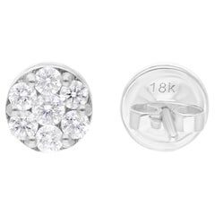 0.77 Carat SI/H Round Brilliant Cut Diamond Stud Earrings 14 Karat White Gold