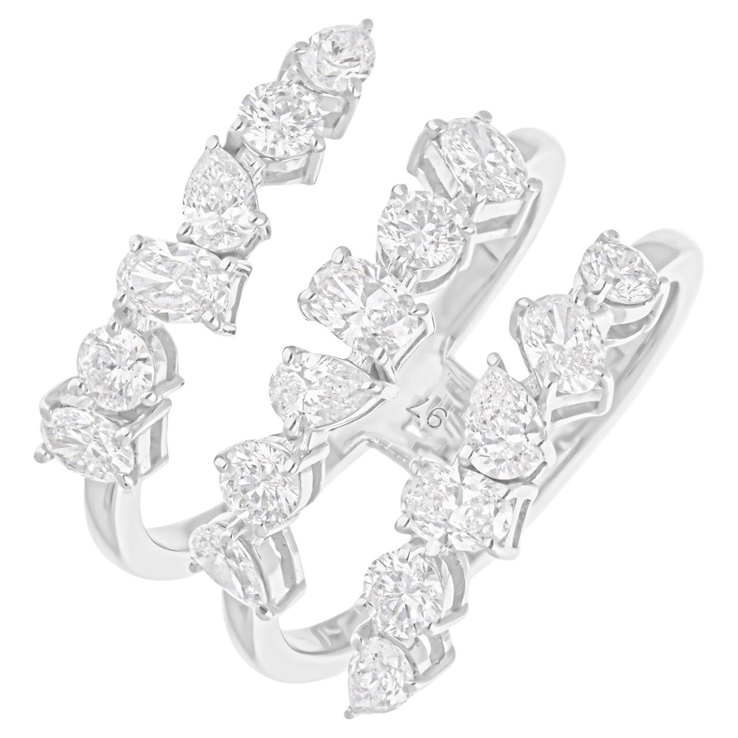 1,70 Karat SI/H Multi Shape Diamant Spiral-Ring 14 Karat Weißgold feiner Schmuck