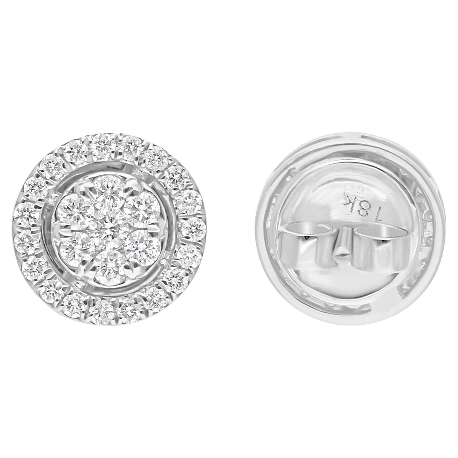 Pendientes de diamantes redondos talla brillante SI/H de 0,57 quilates y oro blanco de 18 quilates