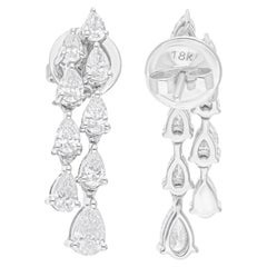 1.60 Carat SI Clarity HI Color Pear Diamond Earrings 18 Karat White Gold Jewelry