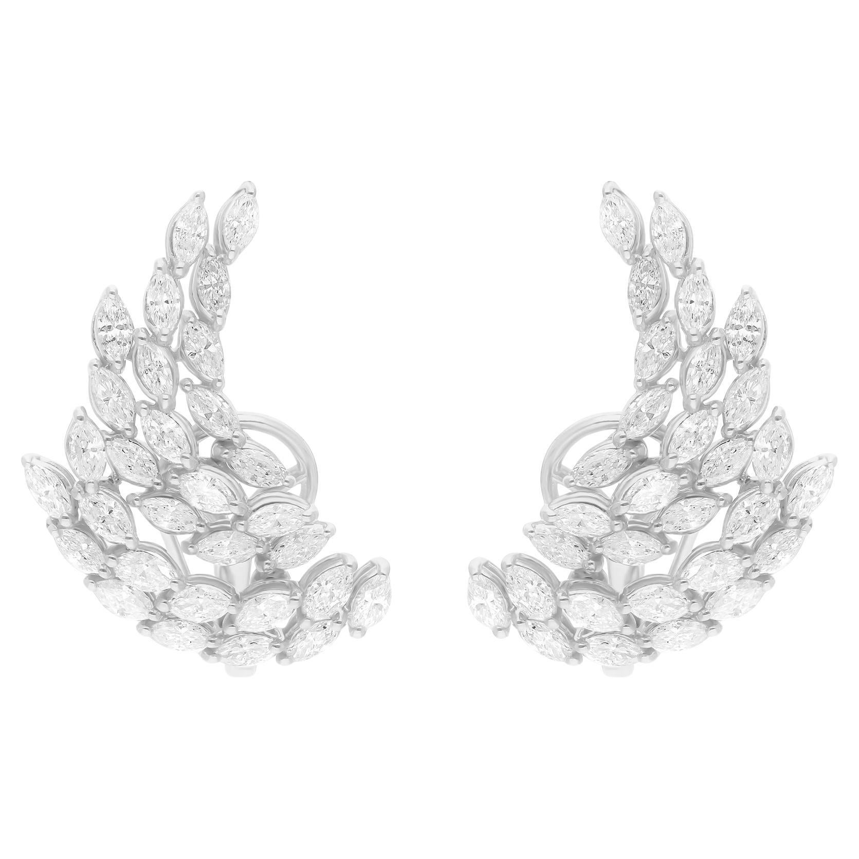 Pendientes Hoja de Diamante Corte Brillante Marquesa SI/H 2 Quilates Oro Blanco 18 Kilates