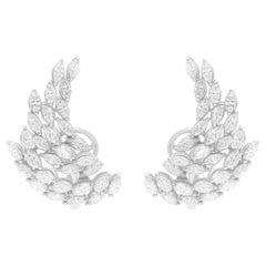 2 Carat SI/H Marquise Brilliant Cut Diamond Leaf Earrings 18 Karat White Gold