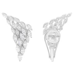 Pendientes de diamantes naturales talla brillante marquesa SI/H de 1,82 quilates y oro blanco de 18k
