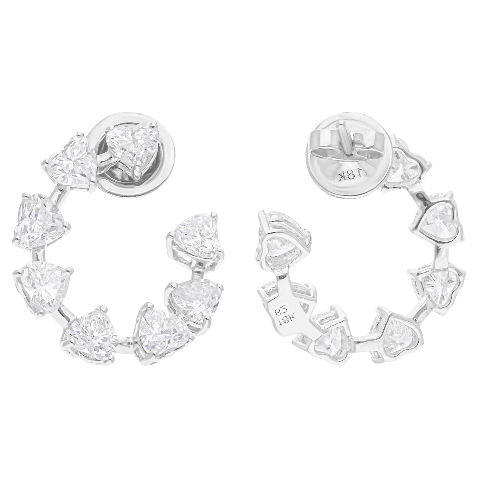 3.61 Carat SI/H Heart Brilliant Cut Diamond Earrings 18 Karat White Gold Jewelry