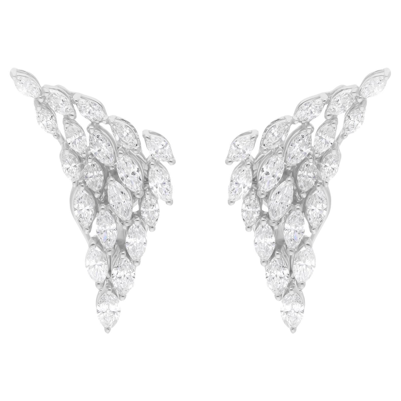 Pendientes de diamantes naturales talla brillante marquesa SI/H de 1,82 quilates y oro blanco de 14k