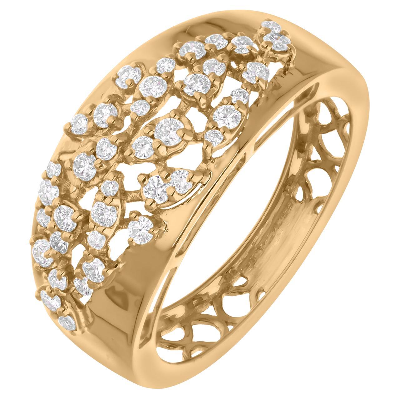 0,40 Carati SI/H Anello a grappolo con diamanti a taglio brillante in oro giallo 14k Gioielli di qualità