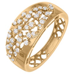 0.40 Carat SI/H Brilliant Cut Diamond Cluster Ring 14k Yellow Gold Fine Jewelry