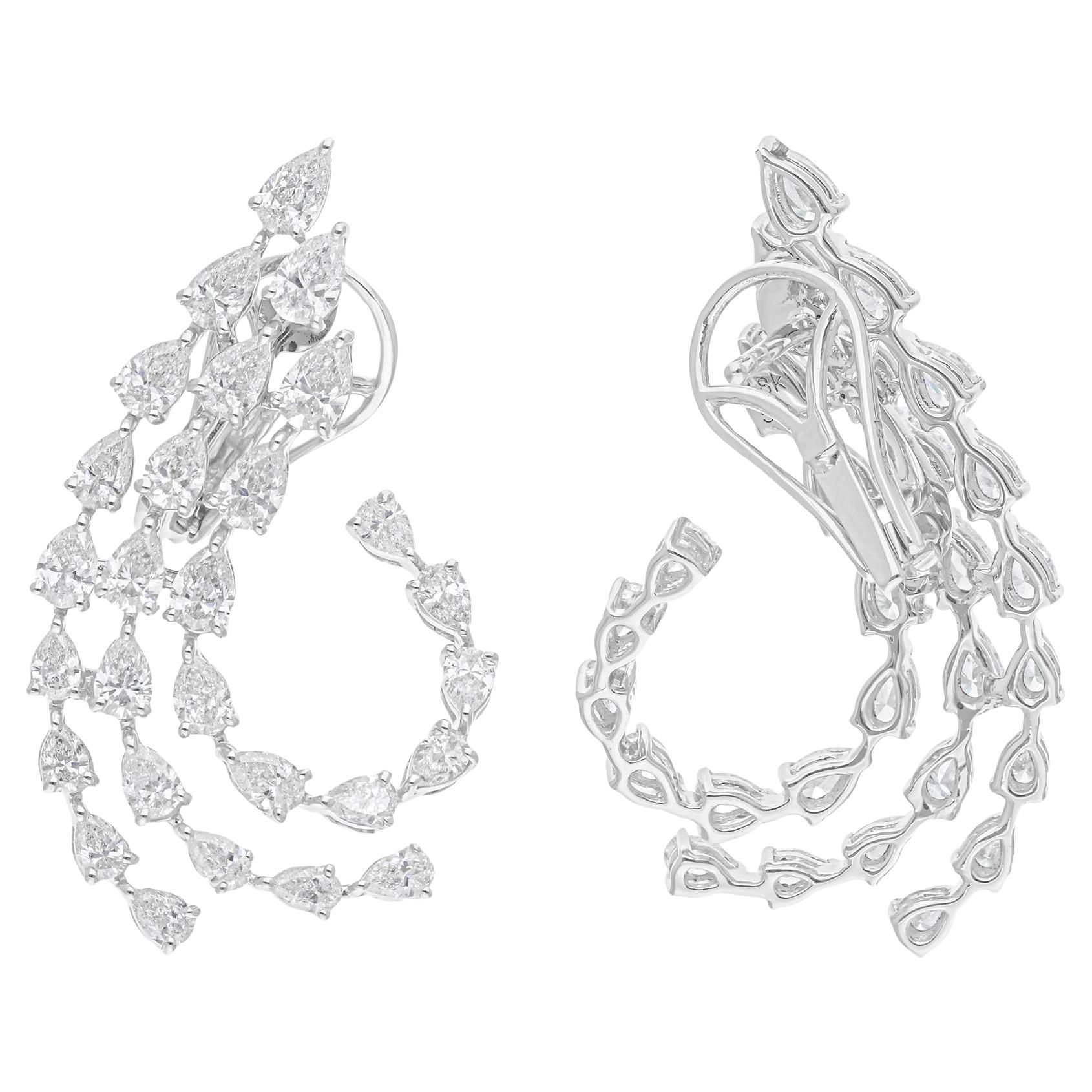 4.50 Carat SI Clarity HI Color Pear Diamond Earrings 14 Karat White Gold Jewelry