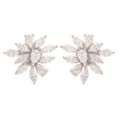 Boucles d
oreilles artisanales en or blanc 14 carats avec diamants taille poire marquise de 1,69 carat