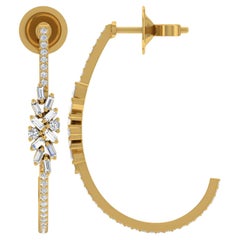 Orecchini di diamanti tondi baguette naturali da 0,84 carati SI/H Oro giallo 18 carati