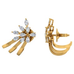 1.2Carat Marquise Diamond Starburst Earrings in 18K Yellow Gold Designer Jewelry