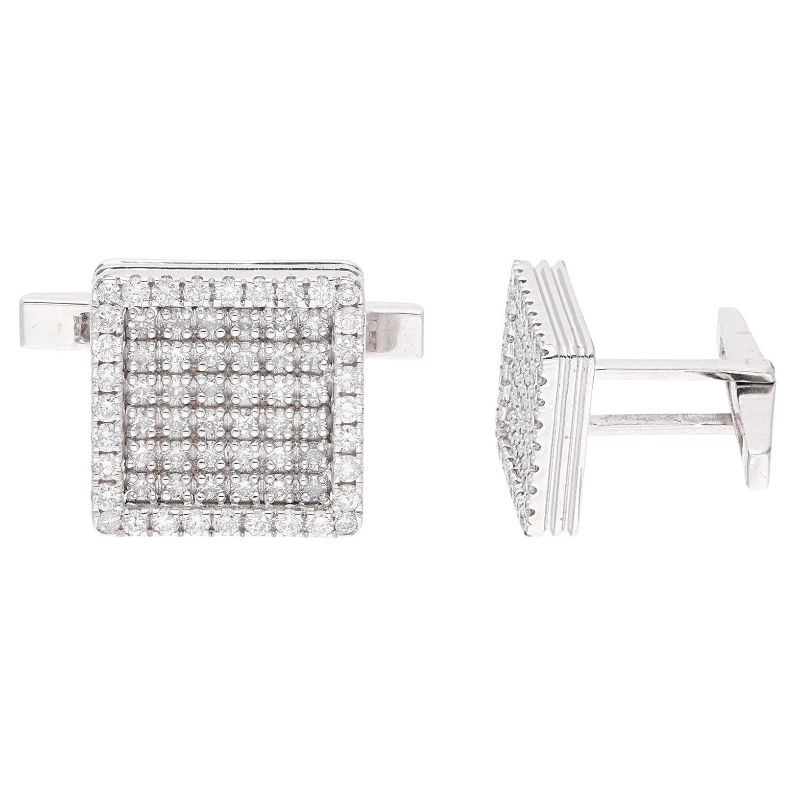 Gioielli da uomo in oro bianco 14 carati da 1,60 carati con diamanti incastonati