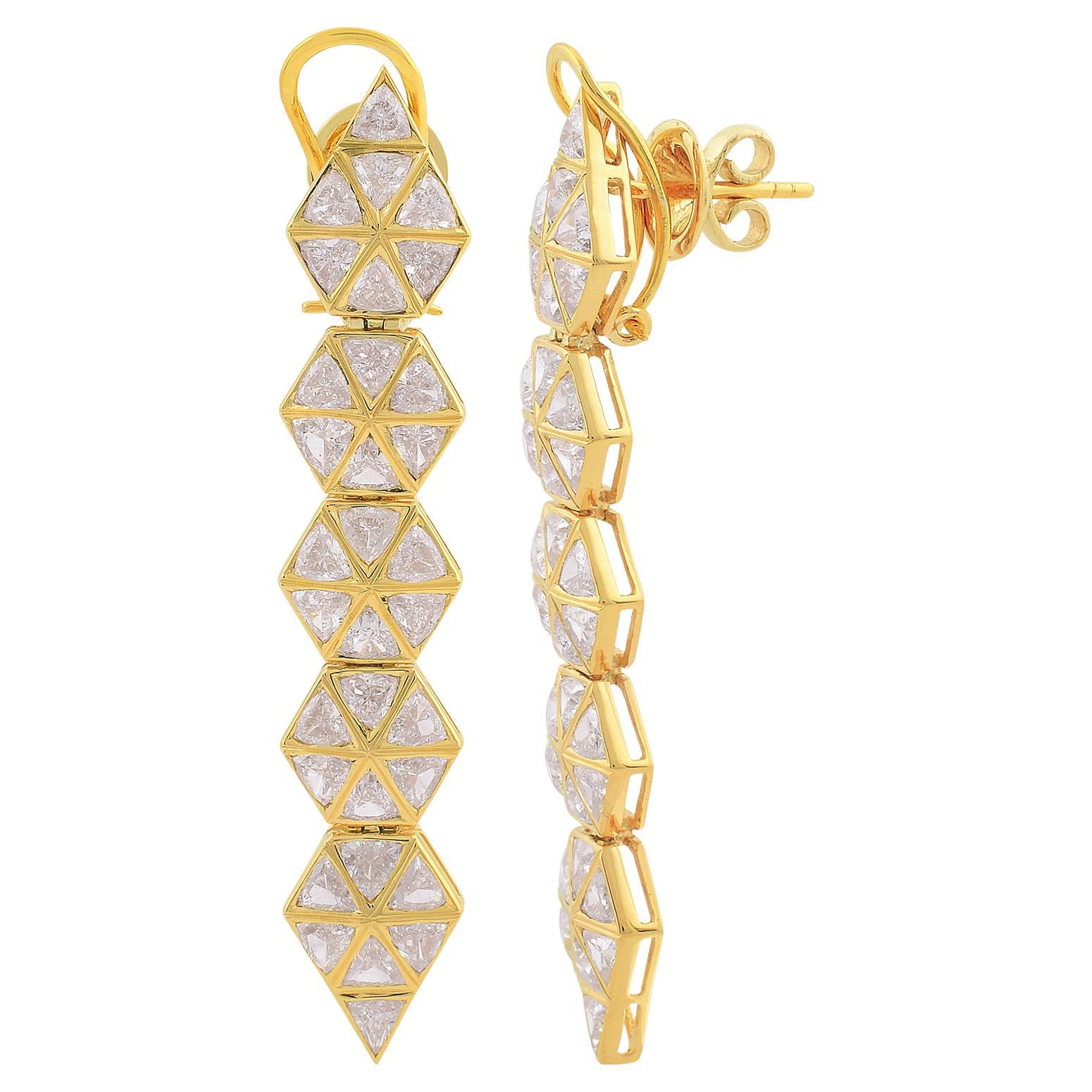 Natürliche 4,75 Karat SI/H Trillion Diamant-Ohrringe 14k Gelbgold im Angebot