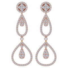 Pendientes colgantes de diamantes talla brillante redonda SI/H de 2,20 quilates Oro rosa de 18 quilates