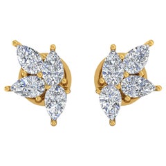 1,55 Karat SI/H Birnenschliff Diamant-Ohrringe im Brillantschliff 18 Karat Gelbgold Schmuck