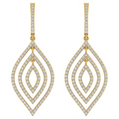 2,40 Carati SI Chiarezza HI Colore Diamante Fine Orecchini Dangle Oro Giallo 10 Carati