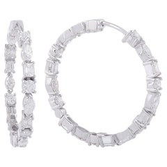 SI Reinheit HI Farbe Diamant-Creolen aus 18 Karat Weißgold Handgefertigter Schmuck