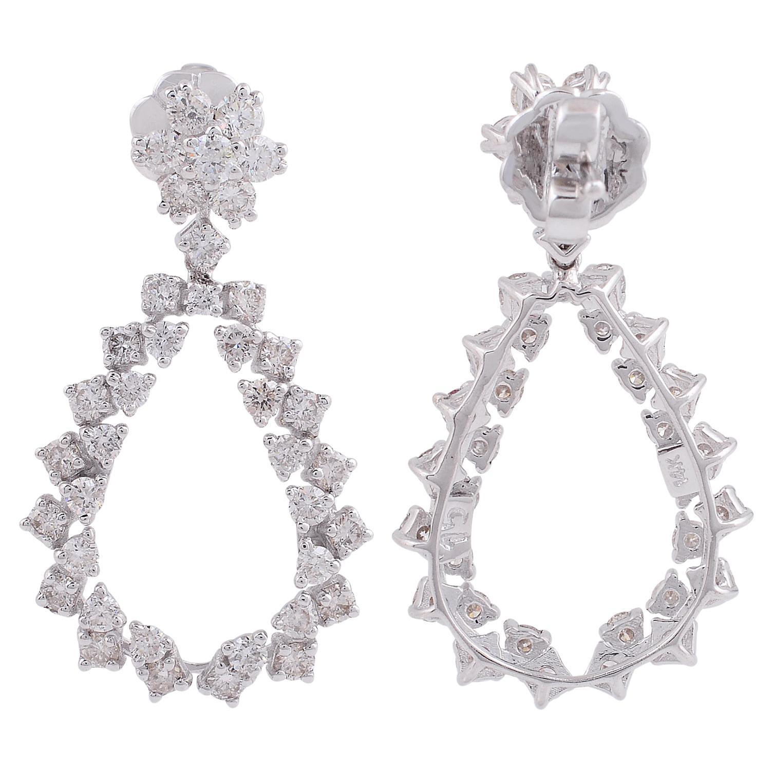 2,45 Karat SI Reinheit HI Farbe Diamant-Ohrhänger 14k Weißgold Schmuckschmuck im Angebot