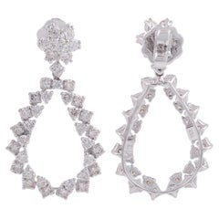 2.45 Carat SI Clarity HI Color Diamond Dangle Earrings 14k White Gold Jewelry