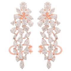 SI Reinheit HI Farbe Marquise Birnen-Diamant-Ohr-Manschettenohrringe 18 Karat Roségold