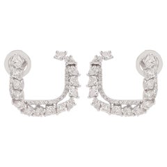 1,85 quilates SI Claridad HI Color Pendientes de aro de diamantes 18k Oro blanco Joyería fina