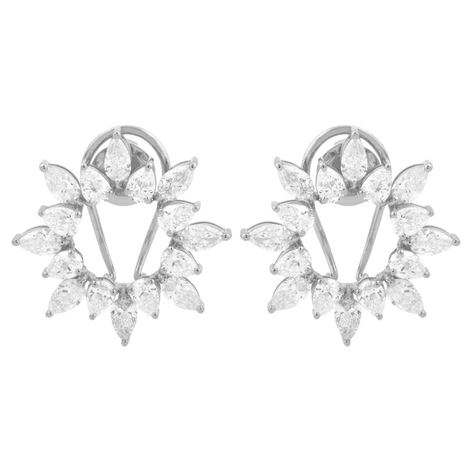 4,8 Karat SI Reinheit HI Farbe Birnenschliff Diamant Starburst Ohrstecker 18 Karat Gold im Angebot