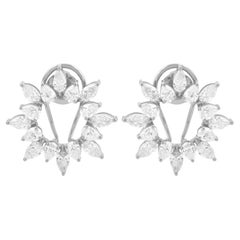 4.8 Carat SI Clarity HI Color Pear Diamond Starburst Stud Earrings 18 Karat Gold