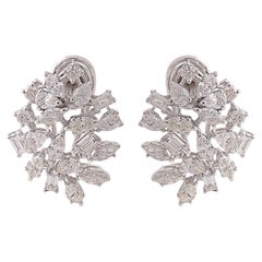 2.65 Carat SI Clarity HI Color Diamond Leaf Stud Earsings 18k White Gold Jewelry