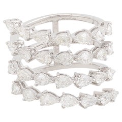 3 Carat SI Clarity HI Color Pear Brilliant Cut Diamond Wrap Ring 18k White Gold