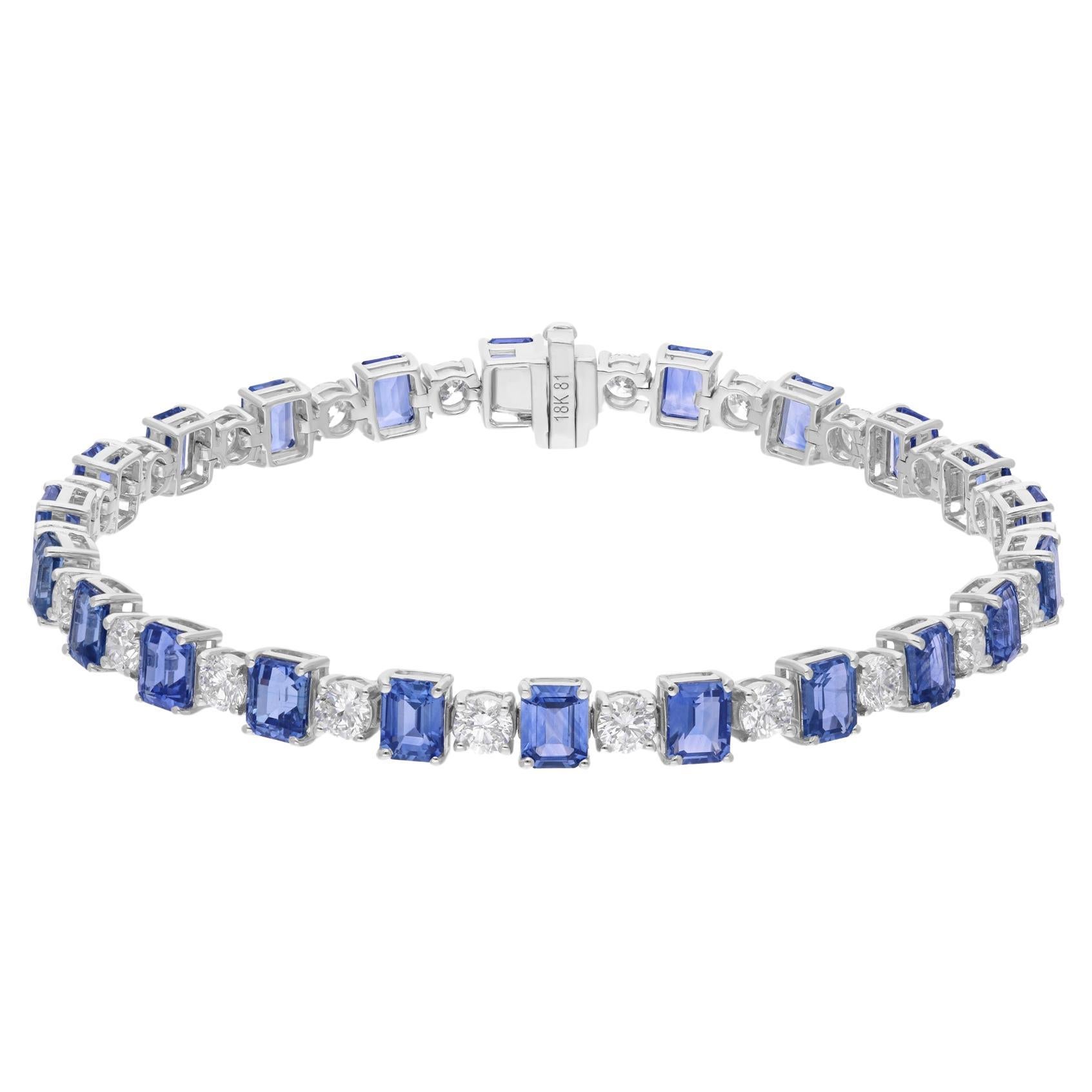 Bracelet en or blanc 18 carats avec saphir bleu de 11,51 carats et diamants de 3,55 carats