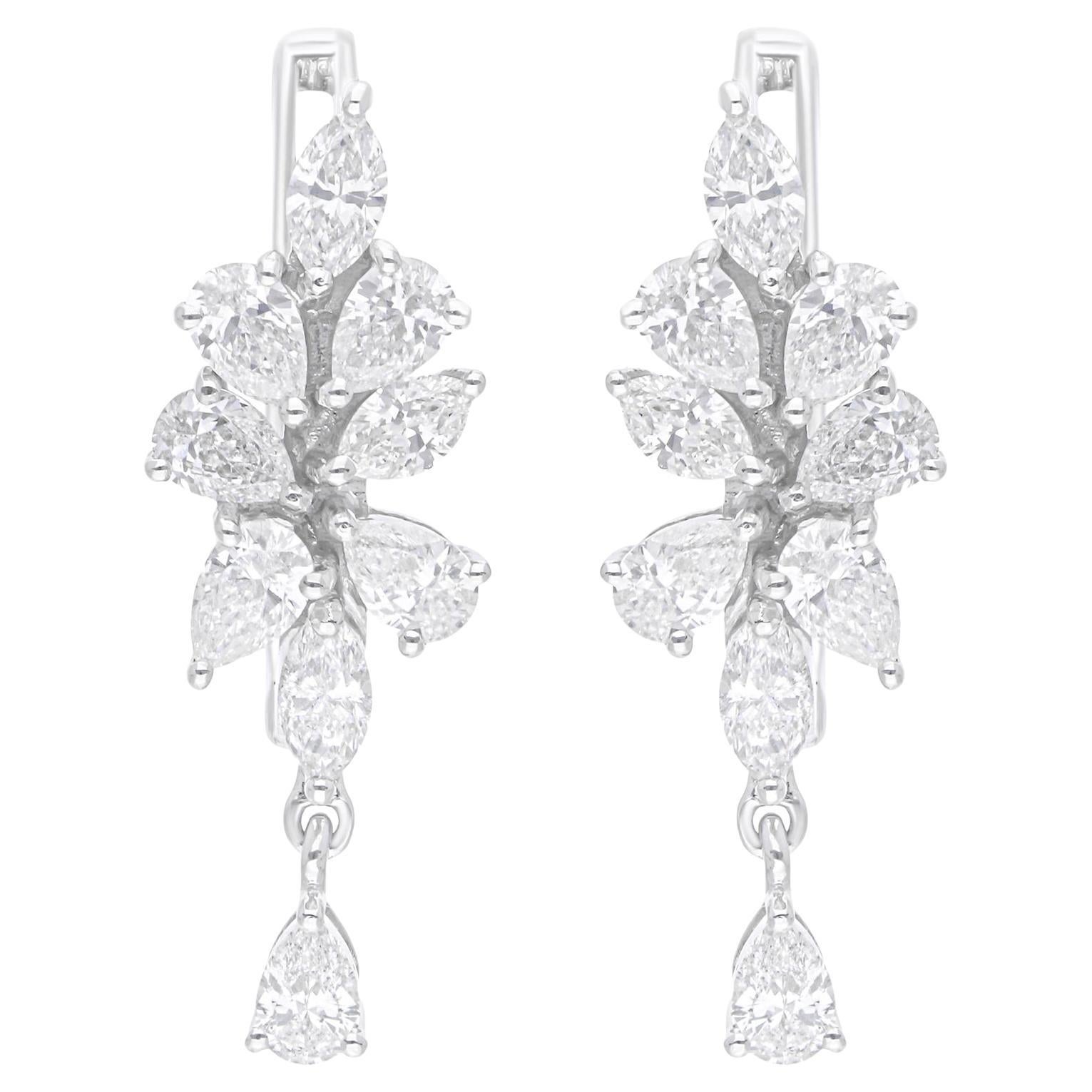 1,38 Karat SI/H Marquise Birnen Brillantschliff Diamant-Ohrringe 18 Karat Weißgold