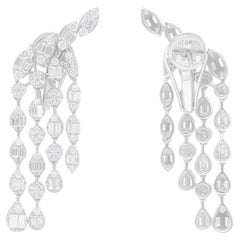 2,73 Karat SI/H Baguette-Diamant-Kronleuchter-Ohrringe aus 18 Karat Weißgold Schmuck