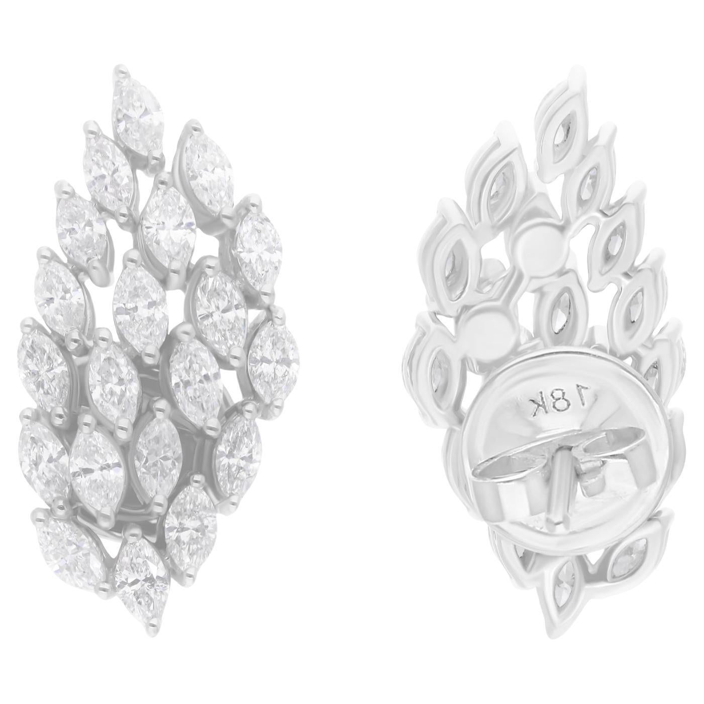 1.40 Carat SI/H Marquise Brilliant Cut Diamond Earrings 18k White Gold Jewelry