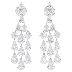 10,15 Karat SI/H Birnenförmige runde Diamant-Kronleuchter-Ohrringe 18 Karat Weißgold