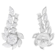 Natürliche 2,62 Karat SI/H Marquise Runde Diamant-Ohrringe 18 Karat Weißgold