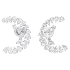 Pendientes de media luna de diamantes talla pera brillante SI/H de 3,90 quilates y oro blanco de 18k
