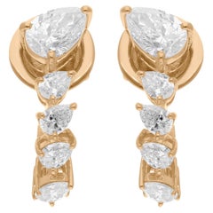 Orecchini a cerchio con diamanti taglio pera e brillante da 1,45 carati SI/H Oro giallo 18 carati