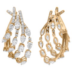 Natural 4.6 Carat SI/H Multi Shape Diamond Earrings 18 Karat Yellow Gold Jewelry