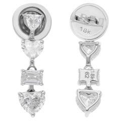 Pendientes de diamantes naturales talla esmeralda corazón SI/H de 1,55 quilates y oro blanco de 18 quilates