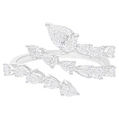 1.18 Carat SI/H Pear Brilliant Cut Diamond Wrap Ring 18 Karat White Gold Jewelry