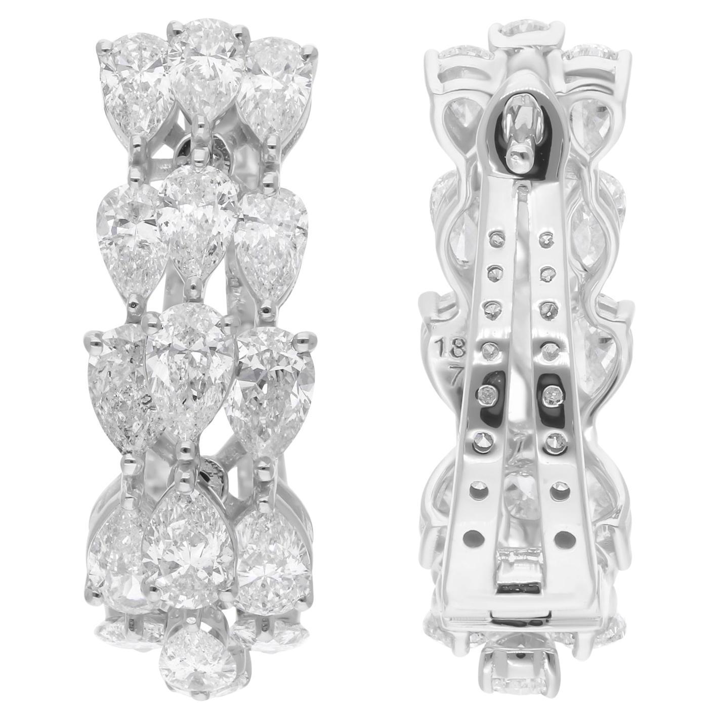 4,60 Carati SI/H Orecchini a cerchio con diamanti taglio pera Brilliante Oro bianco 18 carati