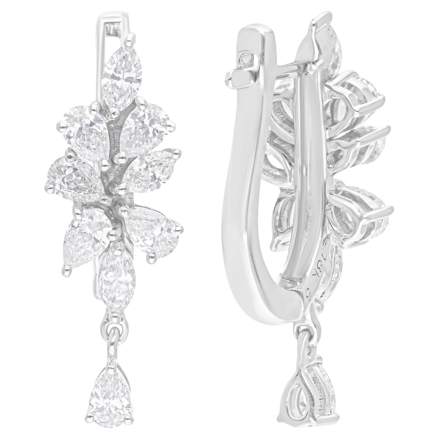 1,38 Karat SI/H Marquise Birnen Brillantschliff Diamant-Ohrringe 14 Karat Weißgold