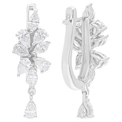 1,38 Karat SI/H Marquise Birnen Brillantschliff Diamant-Ohrringe 14 Karat Weißgold