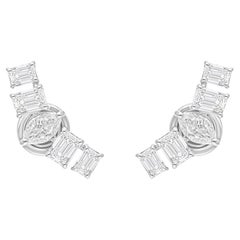 2.39 Carat SI/H Marquise Emerald Cut Diamond Curve Earrings 14 Karat White Gold 2.39 Carat SI/H Marquise Emerald Cut Diamond Curve Earrings 14 Karat White Gold