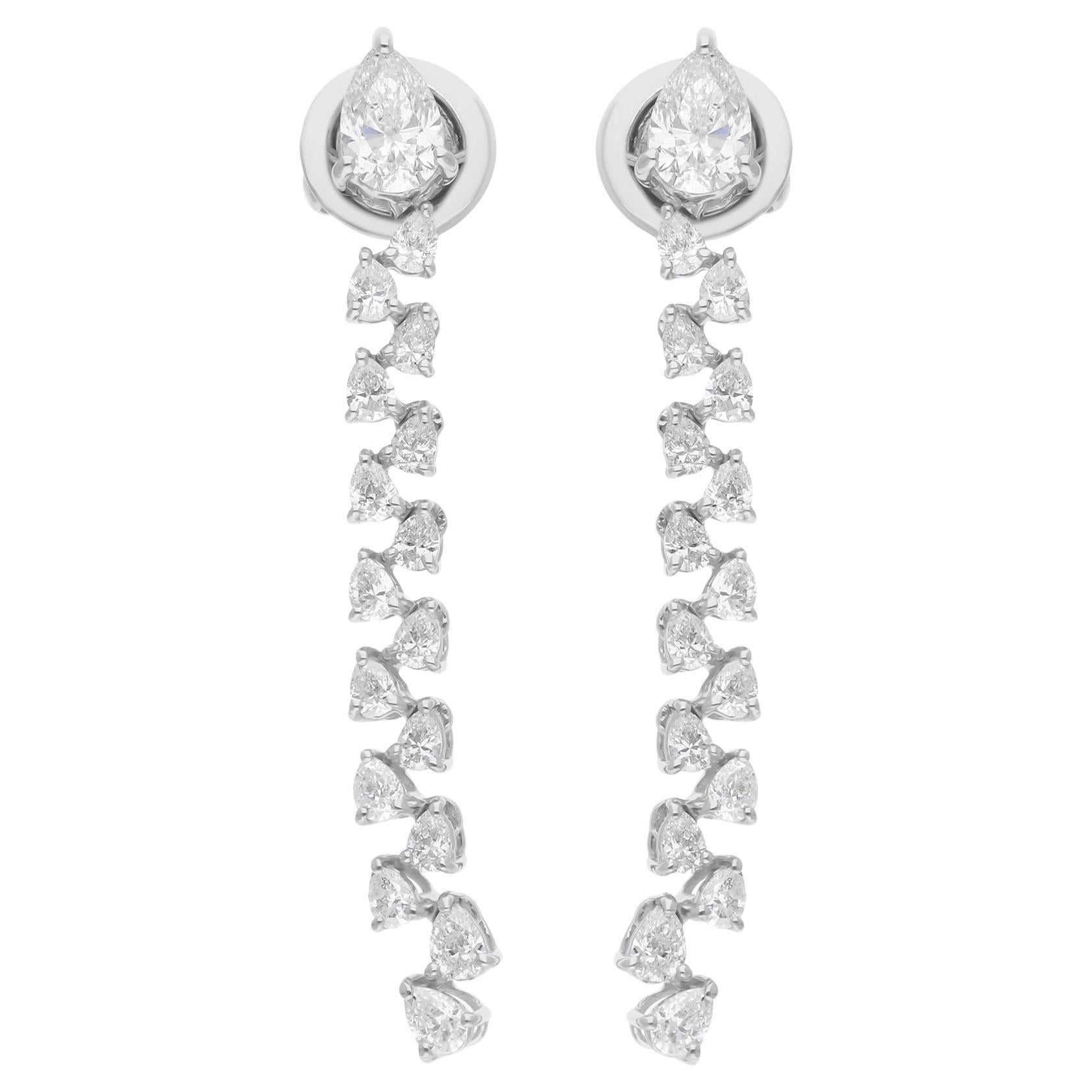 1.83 Carat SI/H Pear Brilliant Cut Diamond Earrings 18k White Gold Fine Jewelry