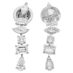 Pendientes de diamantes multiforma SI/H naturales de 1,77 quilates Joyas de oro blanco de 18 quilates